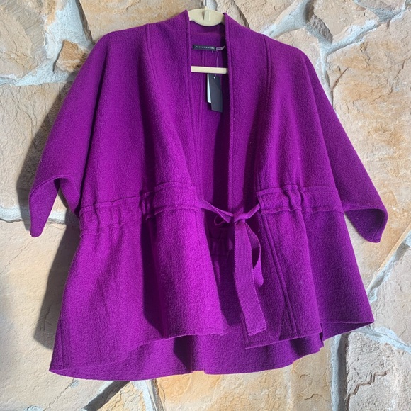 Josie Natori Sweaters - Josie Natori 100% Wool Purple Wrap Cardigan